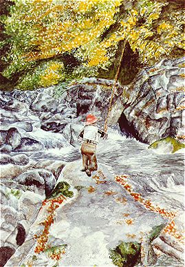 Fishing scene done in watercolor
